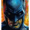 Batman hand-painted watercolour painting frontal view drawing illustration