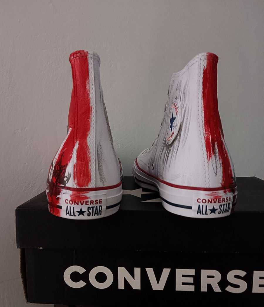 Sneakers Converse All Star in pelle dipinte a mano 