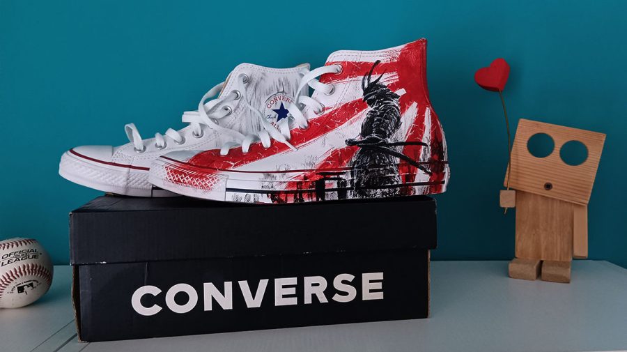 Sneakers Converse All Star in pelle dipinte a mano 