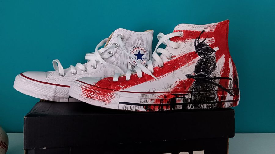 Sneakers Converse All Star in pelle dipinte a mano 