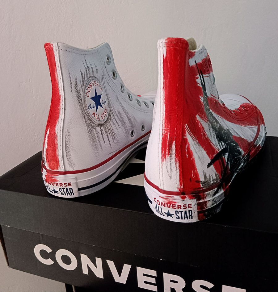 Sneakers Converse All Star in pelle dipinte a mano 