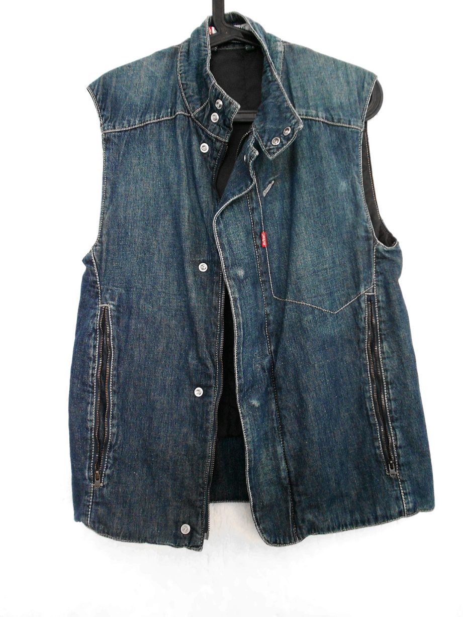 Vintage Levi's hand-painted Jeans waistcoat Carp Koi front view