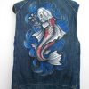 Vintage Levi's hand-painted Jeans waistcoat Carp Koi rear view designed part