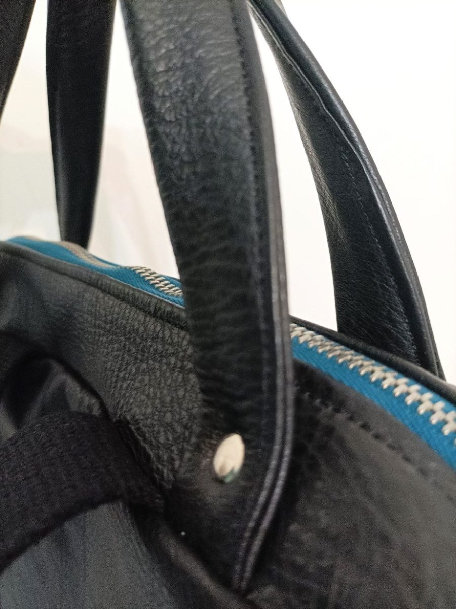Hand-Painted Recycled Black Leather Backpack 