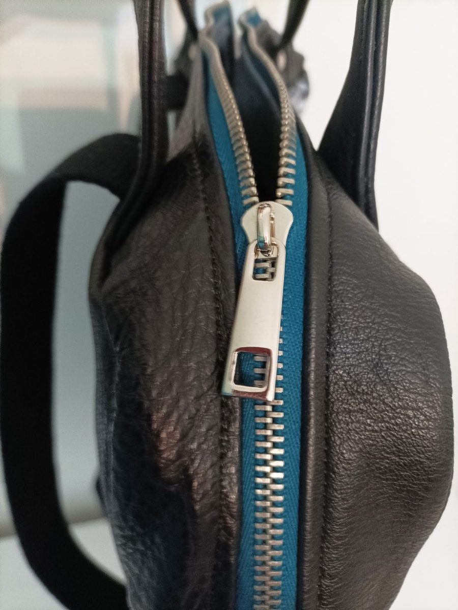 Hand-Painted Recycled Black Leather Backpack 