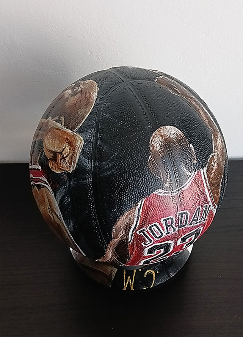 Hand-painted Michael Jordan basketball – upcycled