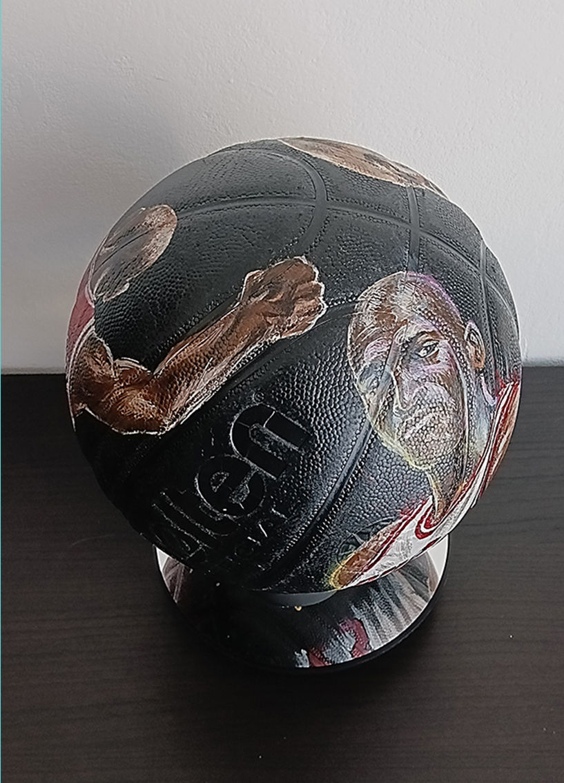 Hand-painted Michael Jordan basketball – upcycled