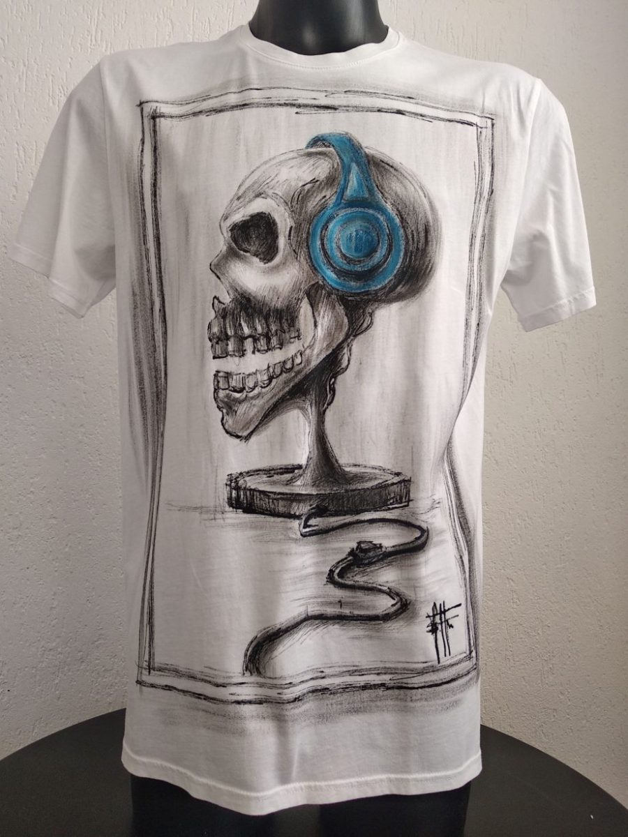 Hand-painted Tshirt Skull DJ lamp