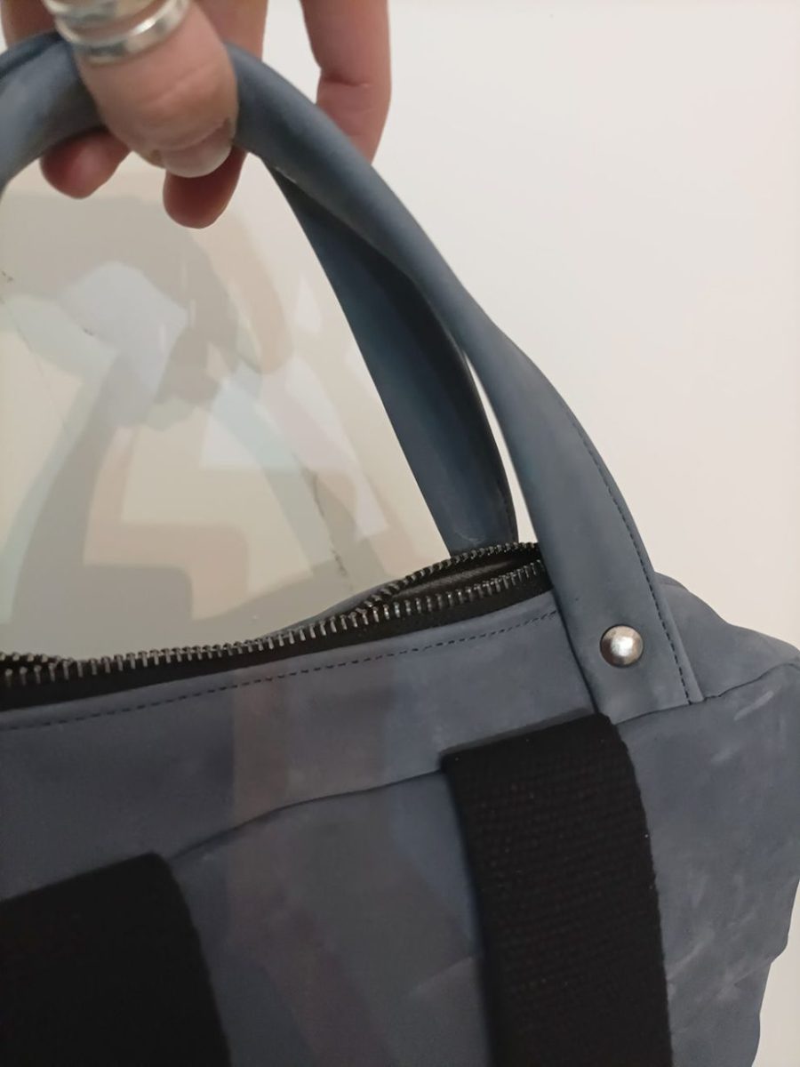 Hand-painted recycled leather backpack 