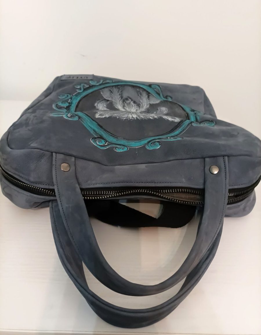 Hand-painted recycled leather backpack 