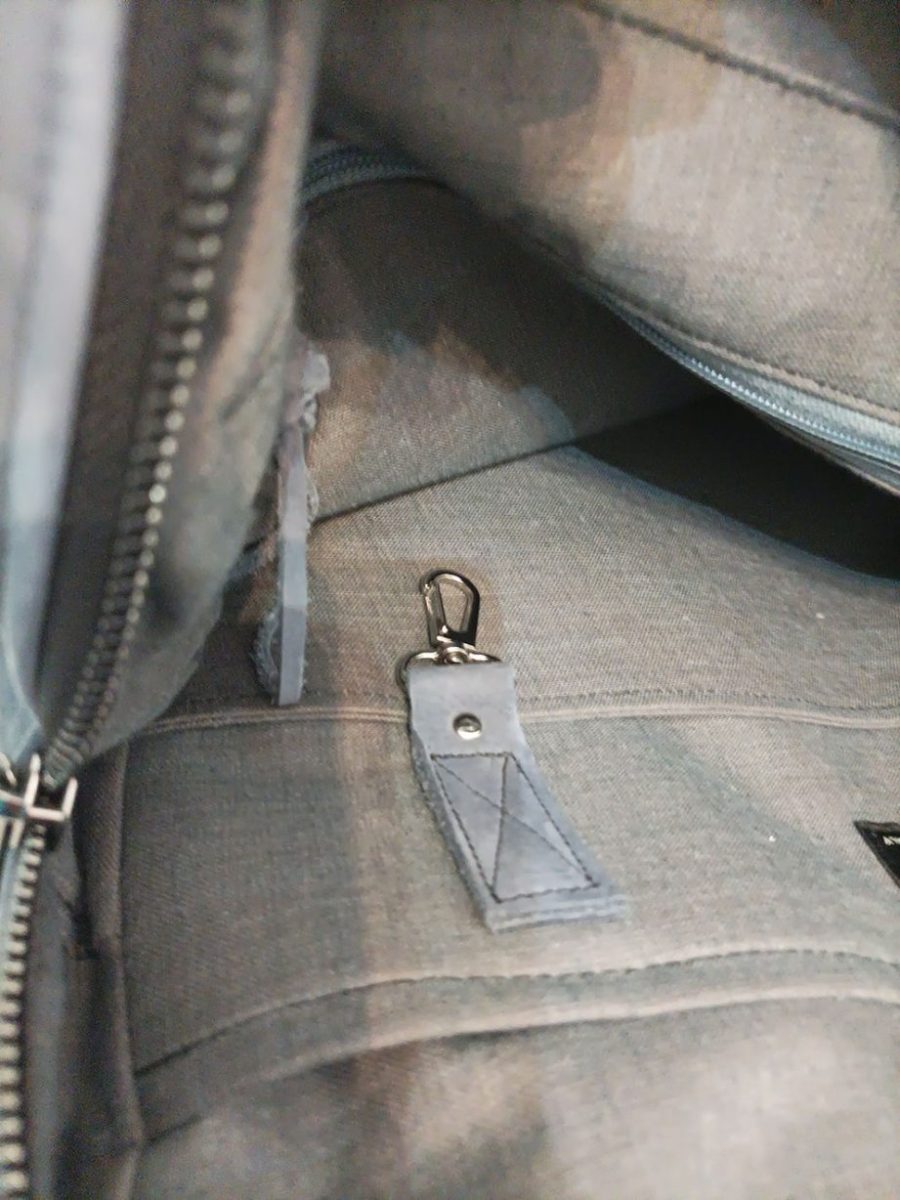 Hand-painted recycled leather backpack 