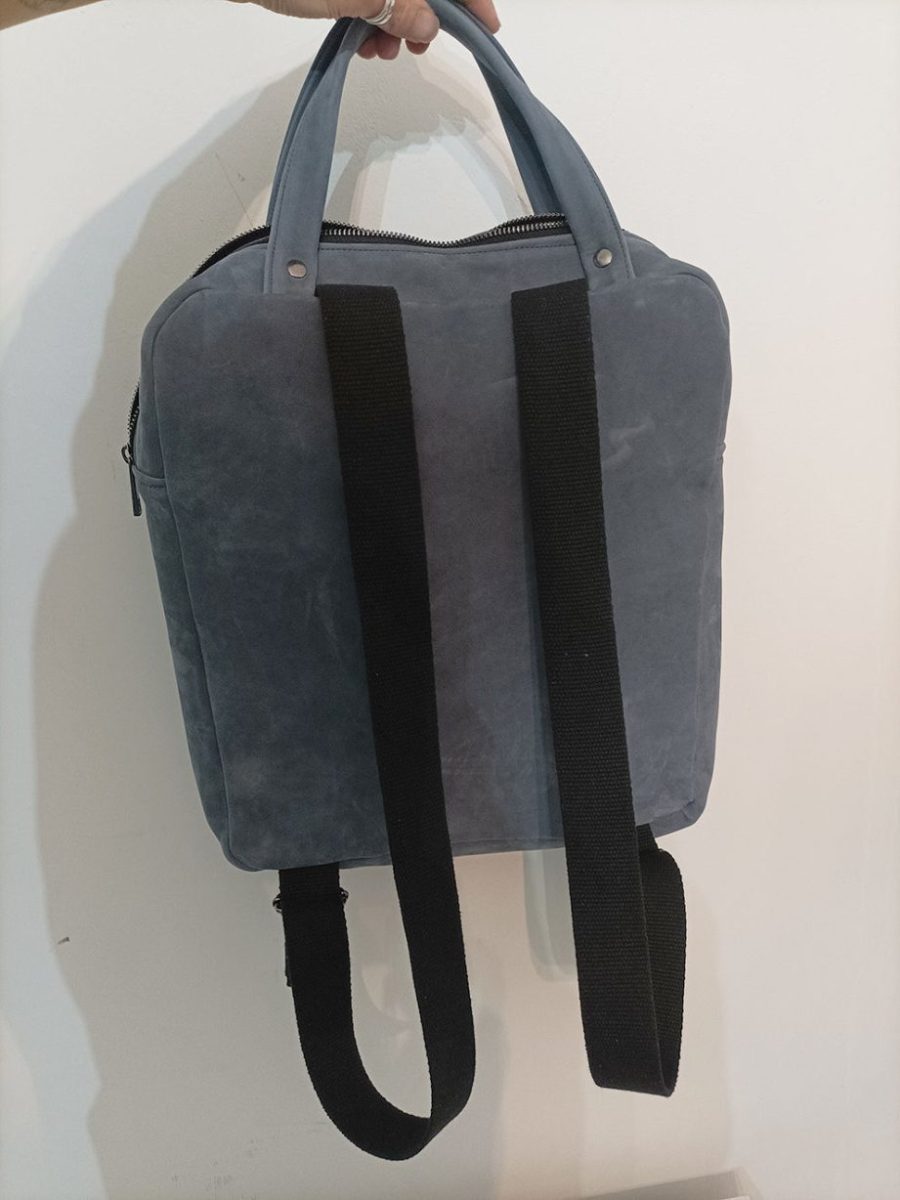 Hand-painted recycled leather backpack 