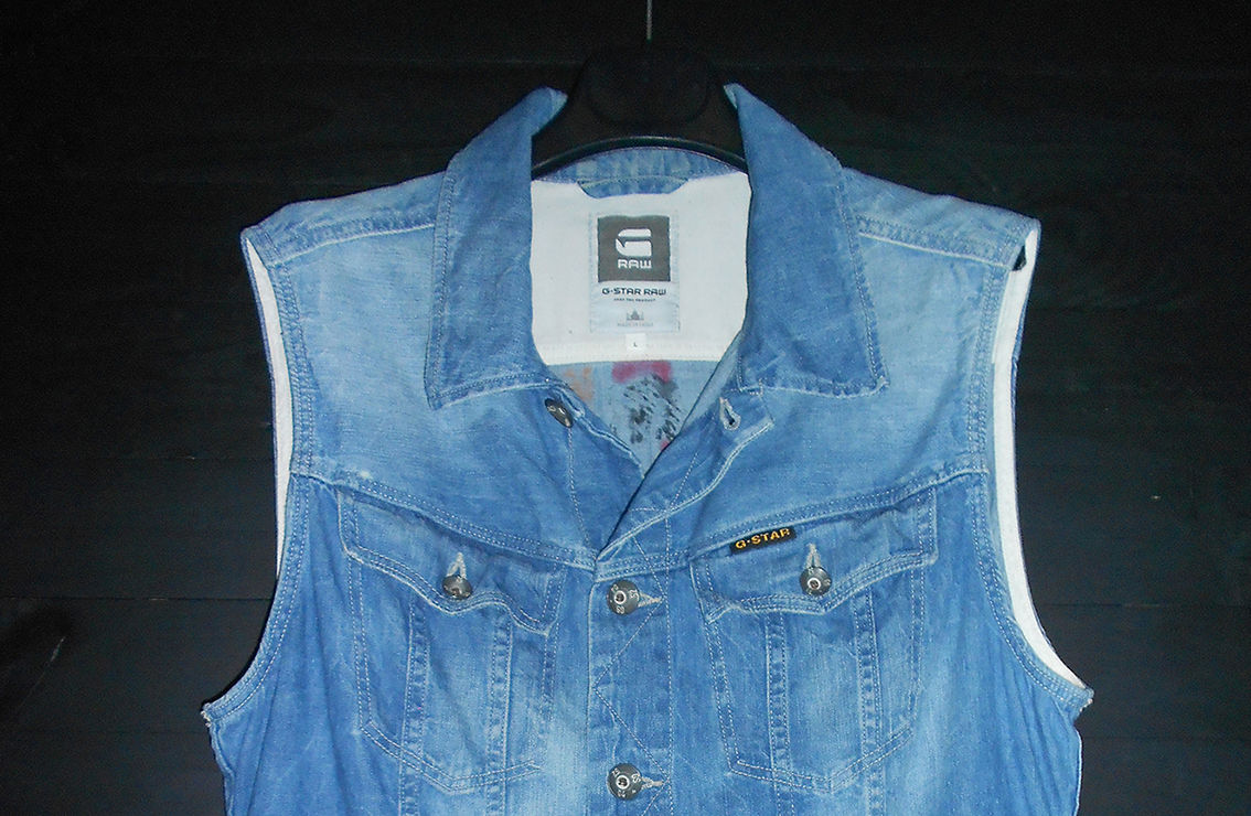 Gilet in jeans vintage G-Star dipinto a mano "Surfer" - immagine 9