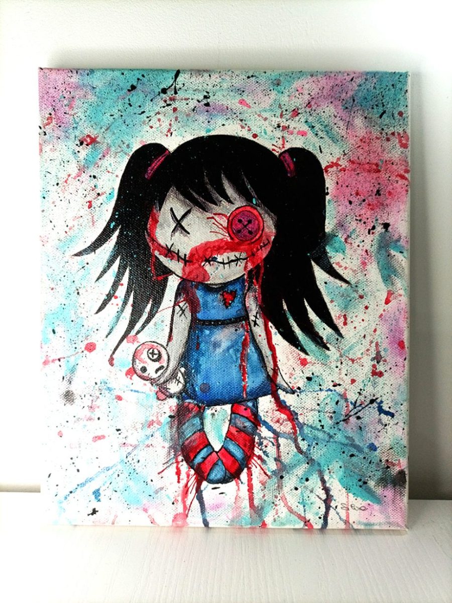 Hand-painted picture "Doll with puppet"