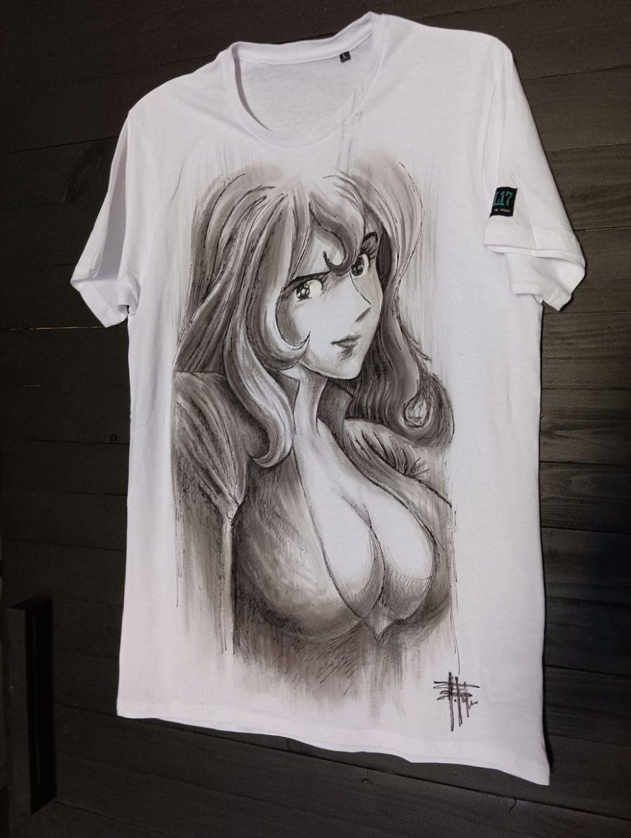 Alternative view of T-shirt dipinta a mano "Fujiko Mine Margot" fan art