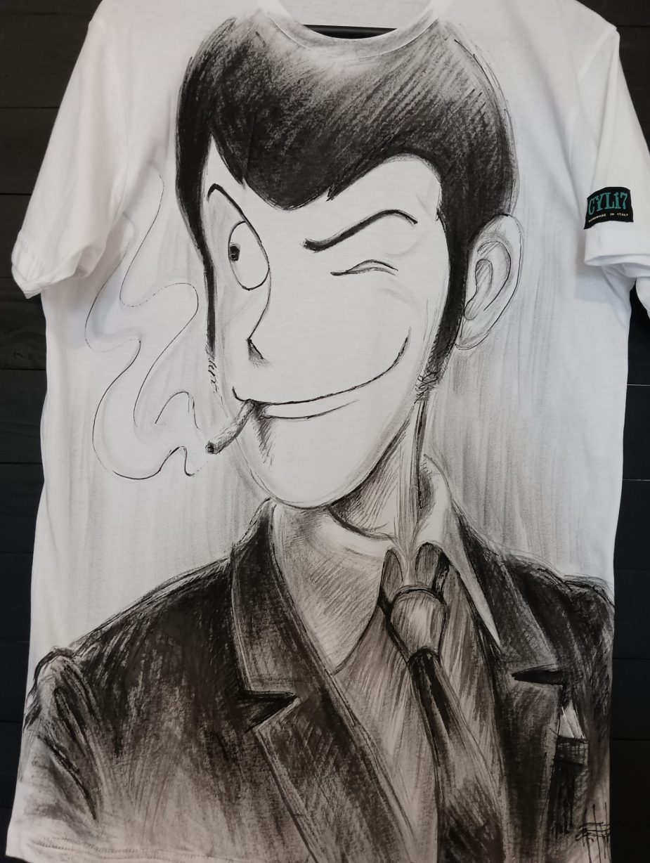 T-shirt dipinta a mano Lupin III - immagine 2