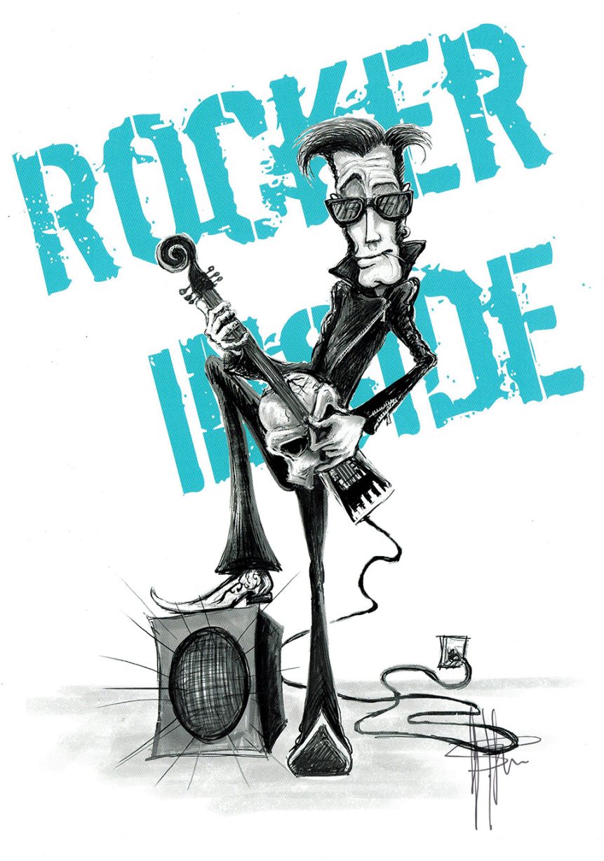 "Rocker inside" stampa digitale su cartoncino