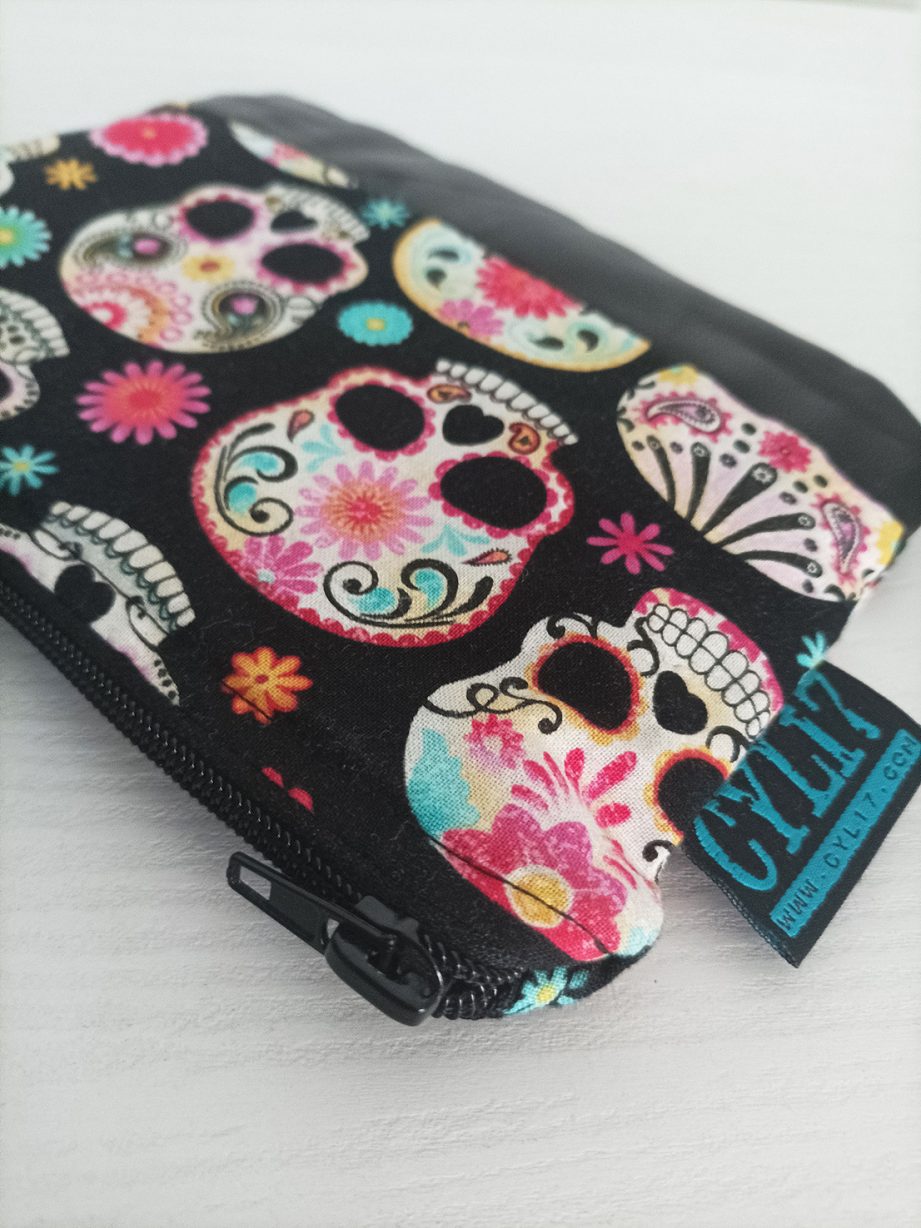"Sugar skull" bustina necessaire teschi messicani e pelle nera - immagine 10