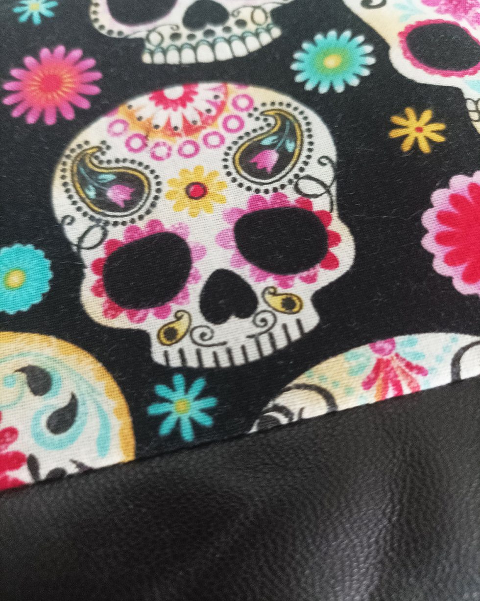 "Sugar skull" bustina necessaire teschi messicani e pelle nera - immagine 11