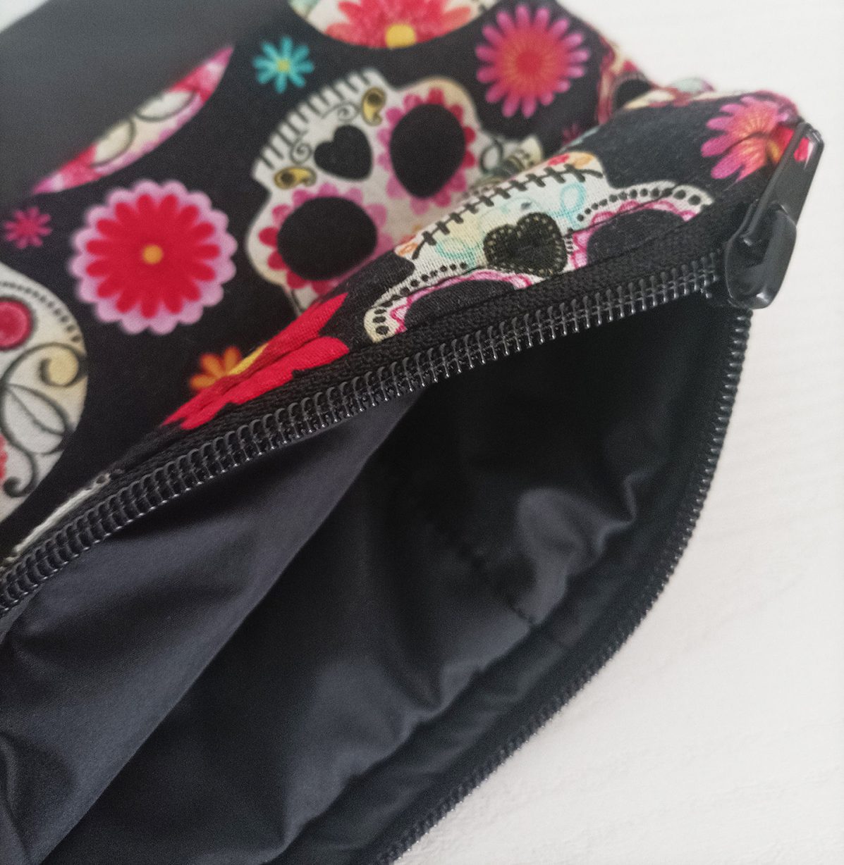 "Sugar skull" bustina necessaire teschi messicani e pelle nera - immagine 12