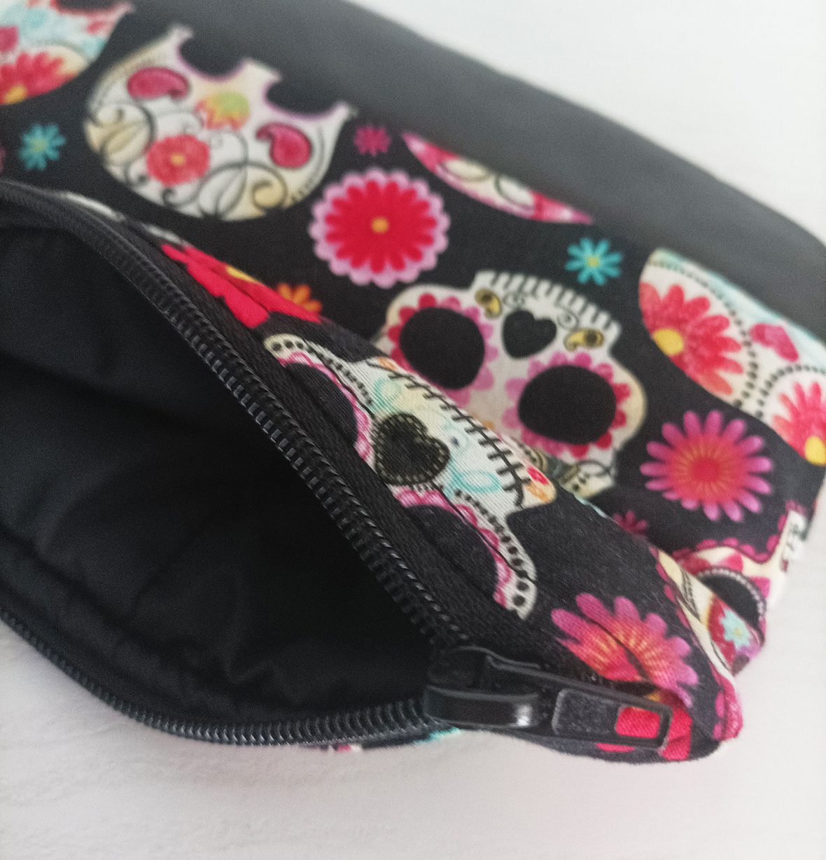 "Sugar skull" bustina necessaire teschi messicani e pelle nera - immagine 13