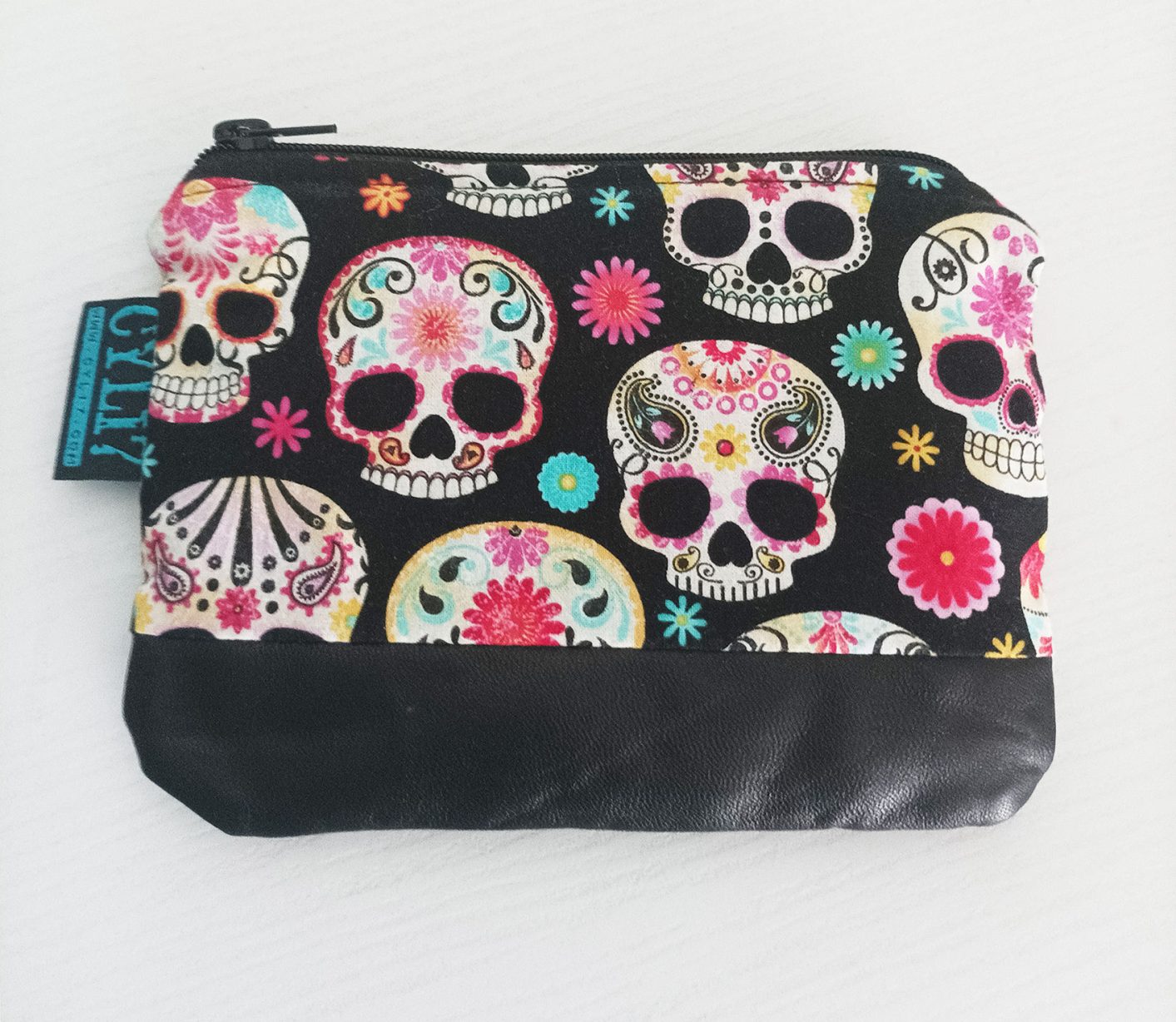 "Sugar skull" bustina necessaire teschi messicani e pelle nera - immagine 8