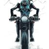 "Vintage biker" digital print on card