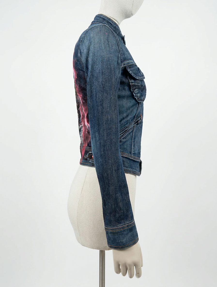 Giacca di Jeans Custom "Bad girl" – Pezzo Unico Dipinto a Mano - immagine 6