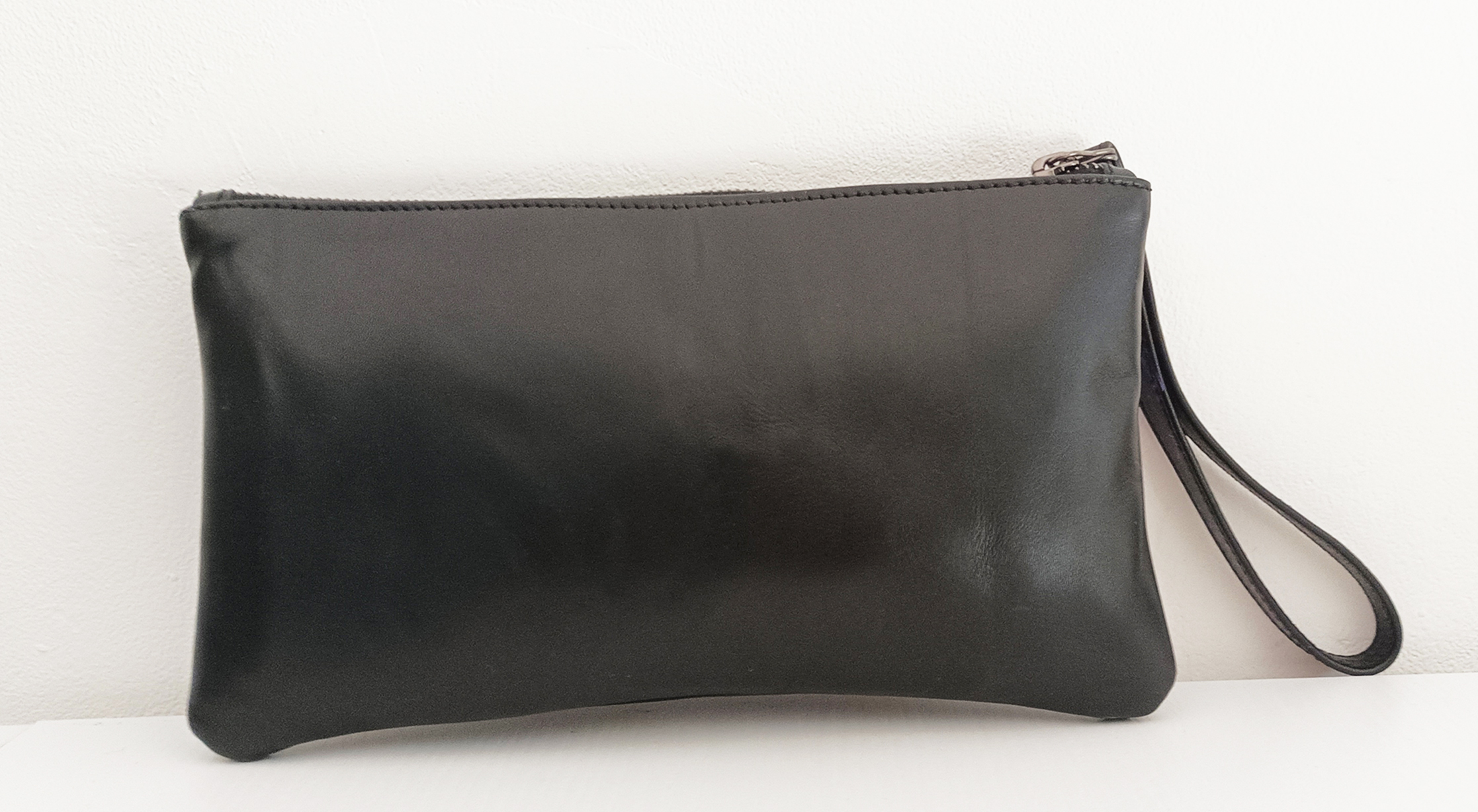 Mini clutch pelle nera dipinta a mano "Mongolfiere" - Image 13